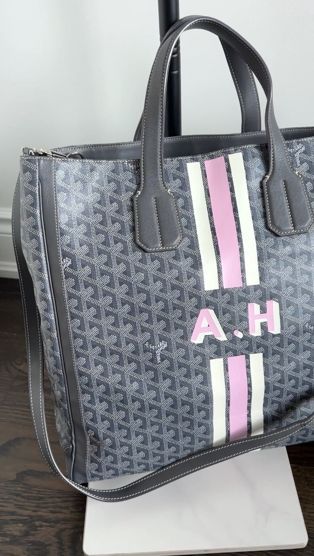 Goyard Grey Voltaire Satchel Tote Bag and Passport Holder Set