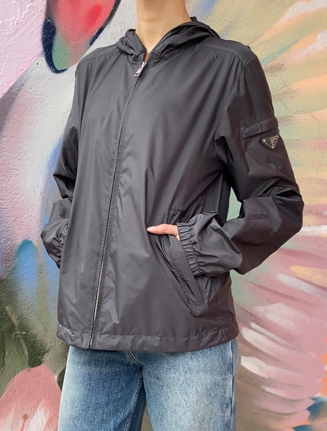 Prada Dark Grey Re-Nylon Rain Parka (Menswear) - S