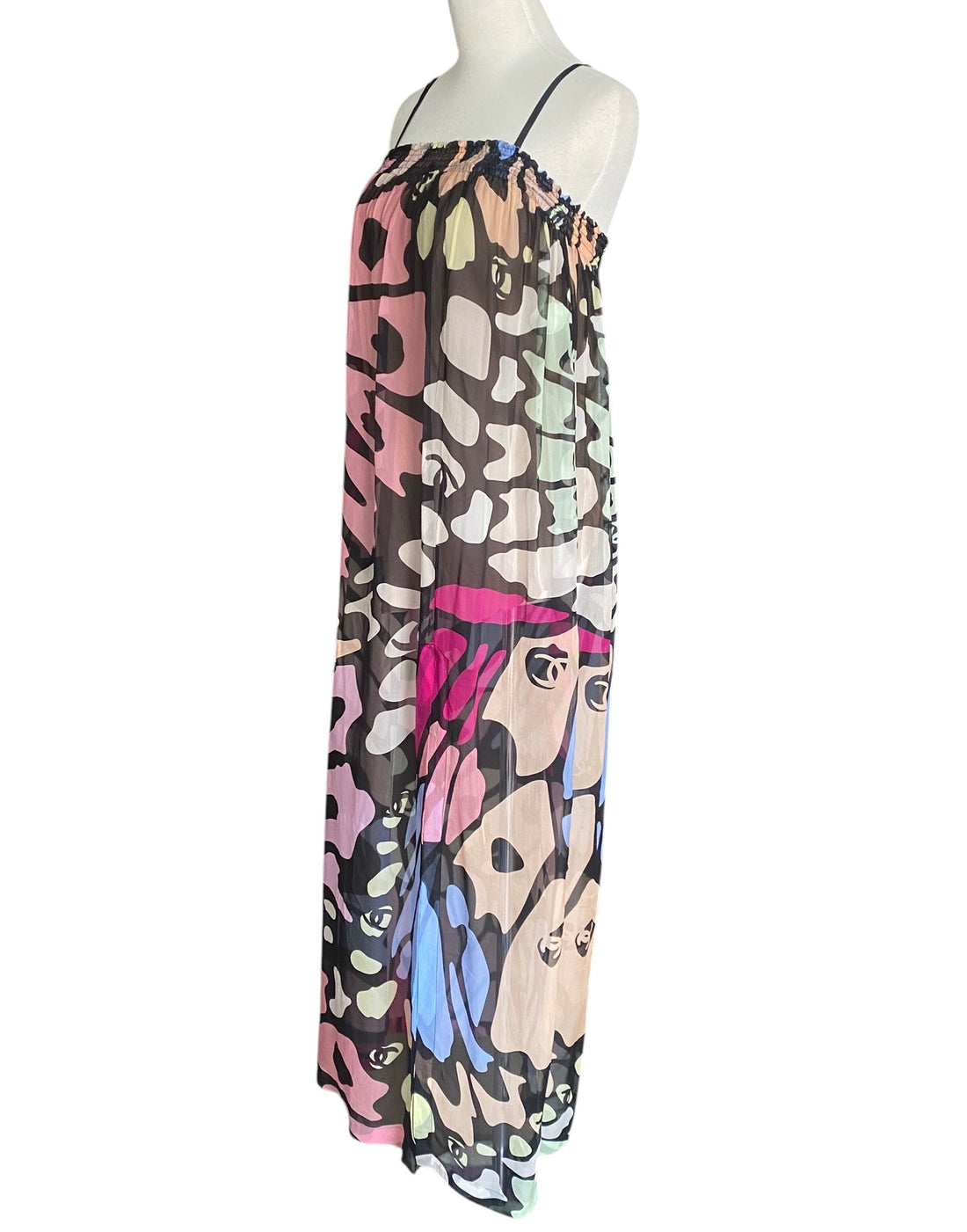 Chanel 22S Sheer Multi Chiffon Strapless Butterfly Gown - S/M