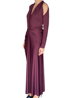 Victoria Beckham Plum Twist Gathered Cutout Plunge Gown - IT 42/ US 6