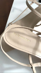 Reformation Light Taupe / Beige Strappy Leather Heel Sandals - 7