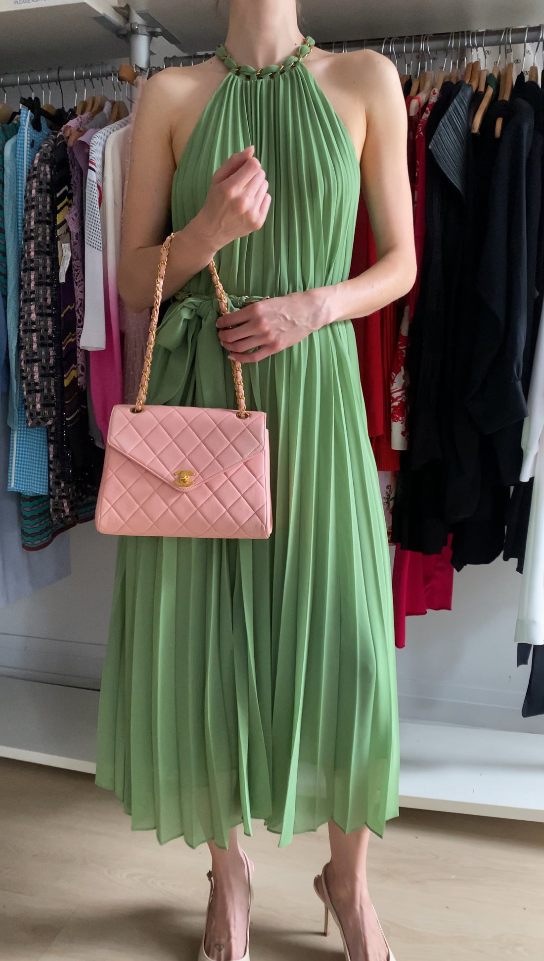 Chanel Vintage 1996 Pink Quilted Leather Medium Envelope Chain Flap Bag