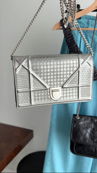 Dior Silver Microcannage Diorama Wallet on Chain