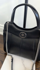 Gucci Black Leather Petite GG Two Way Tote Bag
