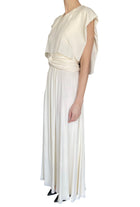 Giambattista Valli Ivory Silk Draped Flutter Sleeve Gown - IT 44 / US 8