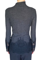 Ermanno Scervino Grey Wool Lace Trim Ribbed Turtleneck - IT 44 / US 8