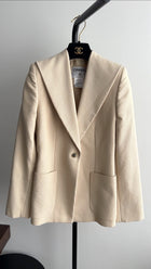 Chanel 01P Vintage Corduroy Textured Ivory Blazer with Black Buttons - S (4/6)