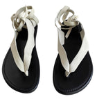 The Row Cream Ivory Nubuck Ankle Tie Beach Sandals - 37