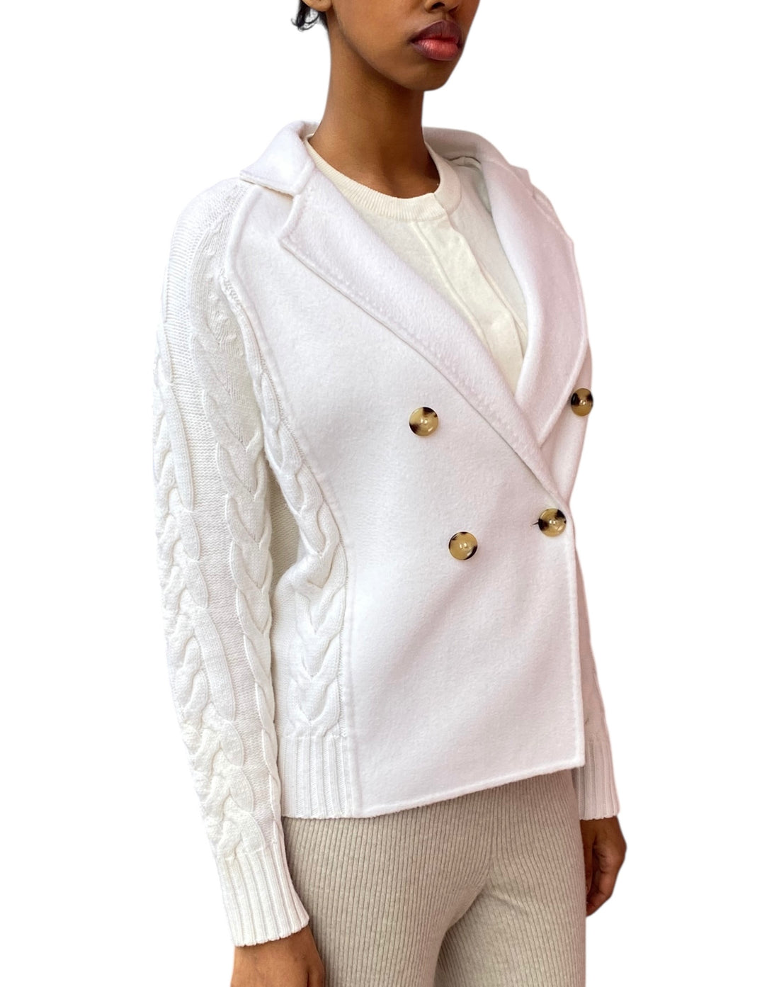 Max Mara White Micio Double Breasted Jacket - S