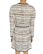 Giambattista Valli White Crystal Trim Tweed Long Sleeve Dress - IT 44 / US 8