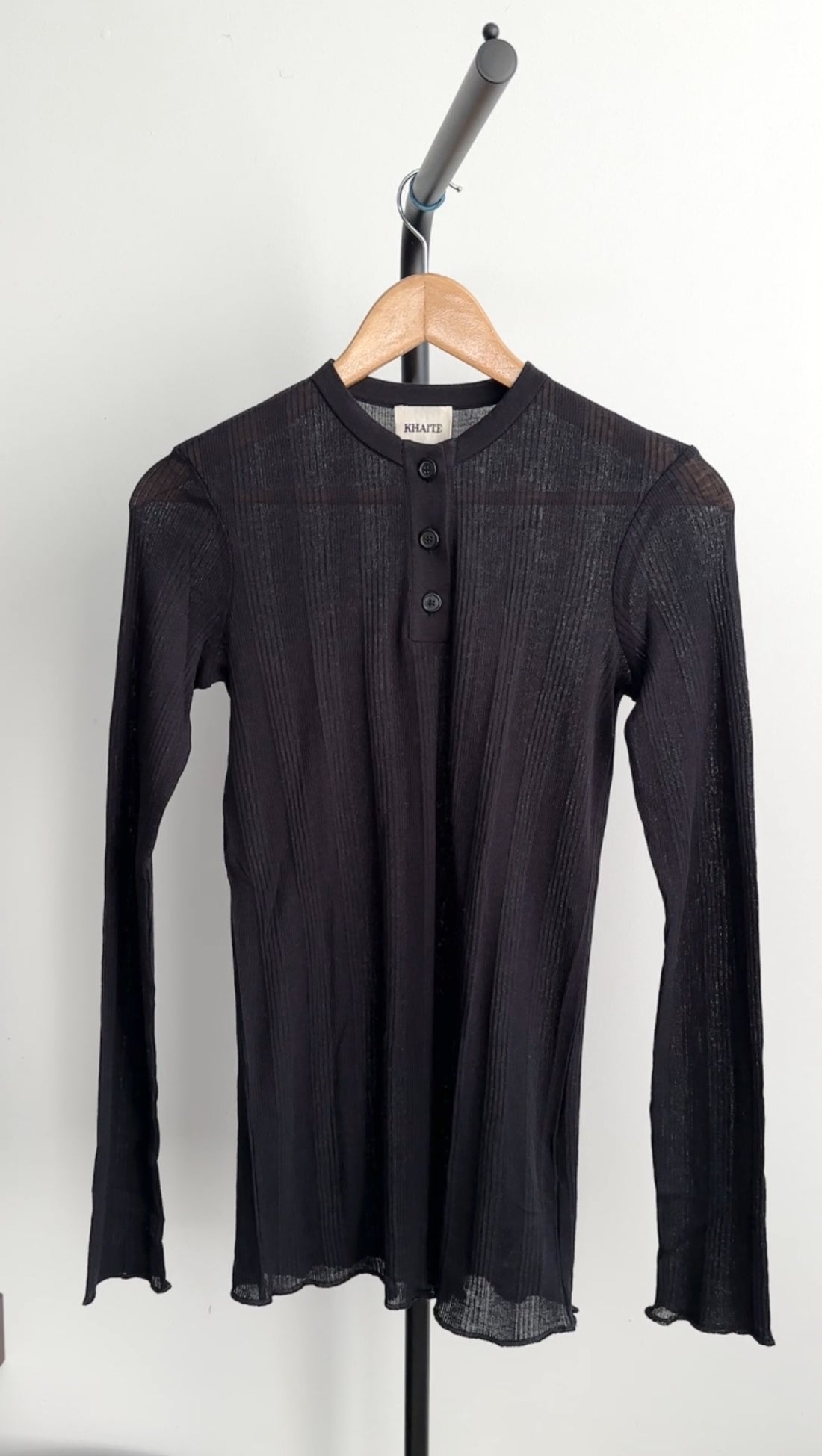 Khaite Byron Black Jersey Henley Top - M (6)