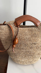 Hunting Season Natural Raffia Woven Two Way Basket Bag