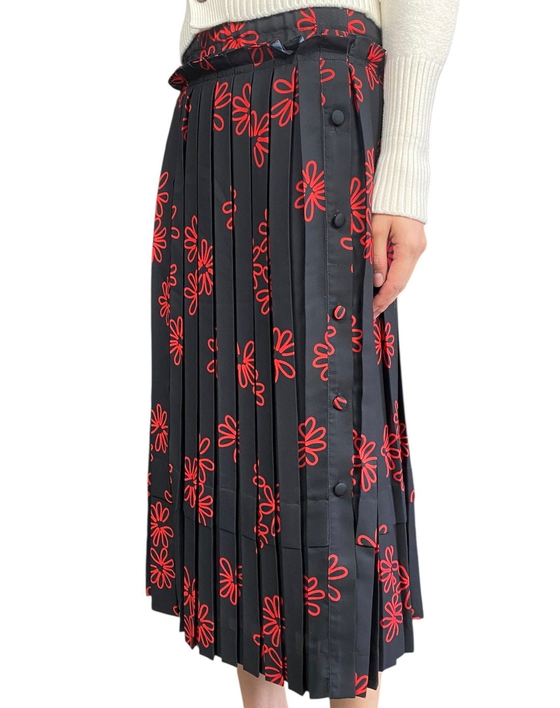 Simone Rocha Black and Red Floral Printed Skirt - XXL