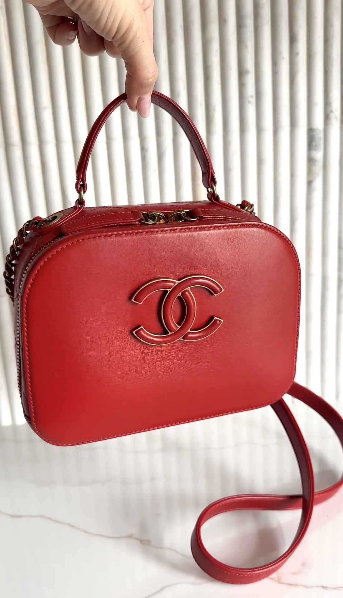 Chanel Paris-Rome Coco Curve Red Leather Vanity Case Bag