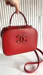 Chanel Paris-Rome Coco Curve Red Leather Vanity Case Bag