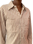 Lemaire Brown Striped Cotton Silk Blend Shirt - 38