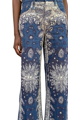 R13 Blue Ivory Bandana Patchwork “Darcy” Flare Denim - W25