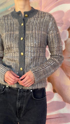 Brunello Cuccinelli Plaid Jacquard Sequin Mohair Cashmere Cardigan - S / US 4