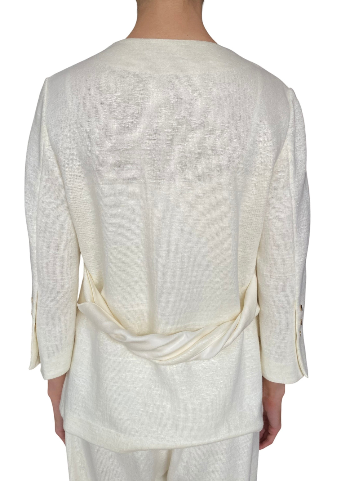 Giorgio Armani Ivory Jersey Knit Twisted Half-Belted Blazer - 44 / US 8-10