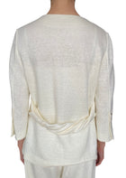 Giorgio Armani Ivory Jersey Knit Twisted Half-Belted Blazer - 44 / US 8-10