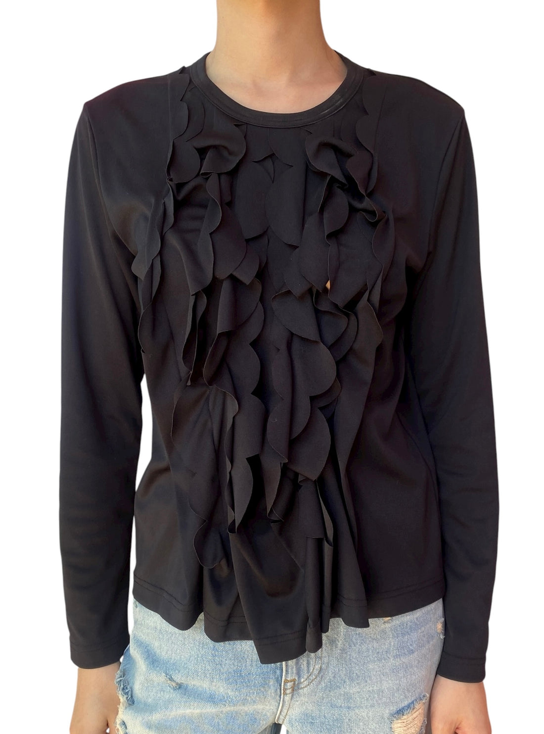 Comme Des Garçons Black Ruffle Panel Long Sleeve - L / US 10