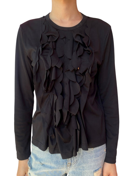 Comme Des Garçons Black Ruffle Panel Long Sleeve - L / US 10