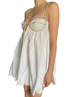 Area White Cotton Crystal Embellished Poplin Mini Dress - US 2-4