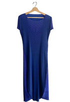 Issey Miyake Blue Polka Dot Print Pleated Dress
