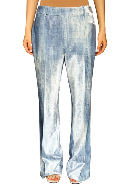 Ermano Scervino Blue Velvet Wide Leg Trousers - 44 / US 8