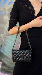 Chanel Black Aged Calfskin 2.55 Reissue Wallet on Chain Bag