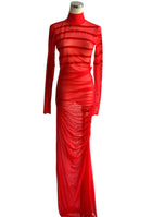 Jean Paul Gaultier Red Mesh Logo Dress - S / M