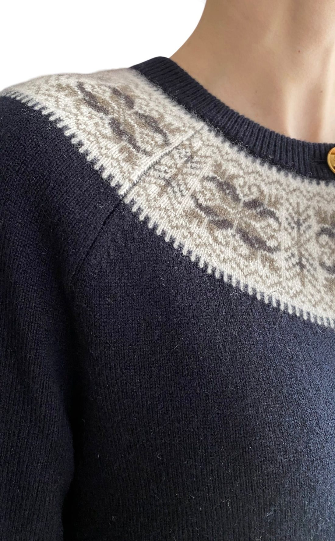 Nili Lotan Navy “Joséfa Fair Isle”Cashmere Cardigan - M
