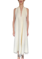 Proenza Schouler Ivory Boucle Crepe Fringe Gown - US 8