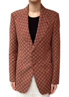 Gucci Burgundy 2019 Canvas Monogram Single Breasted Blazer - 48 / US 10