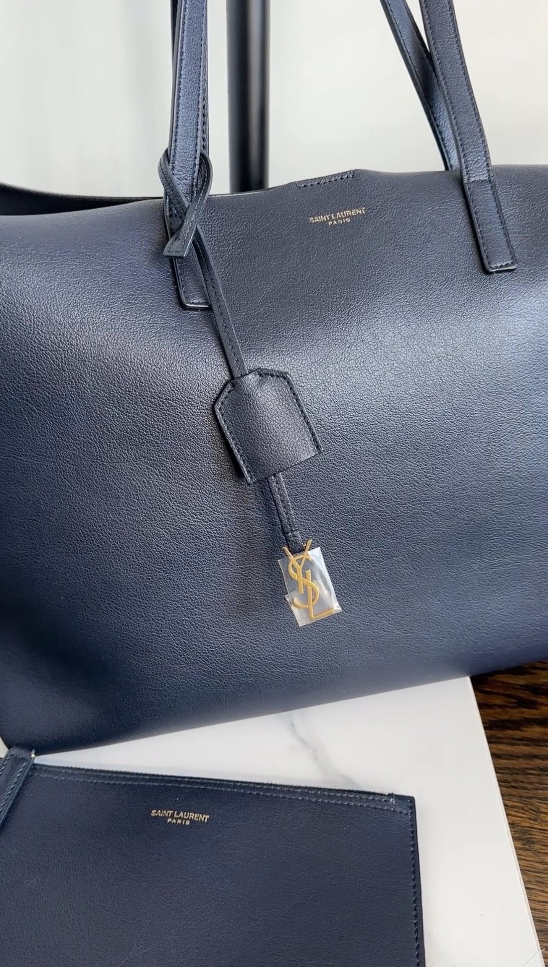Saint Laurent Midnight Navy East West Shopping Tote Bag – I MISS