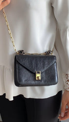 Valentino Black Aged Leather Enamel Panther Heads Chain Flap Bag Mini