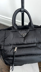 Prada Black Nylon Tessuto Quilted Bomber Tote Bag