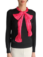 Gucci Black & Pink Silk Bow Cashmere Knit Long sleeve - L
