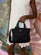Prada Black Small Re-Nylon Padded Crossbody Tote Bag