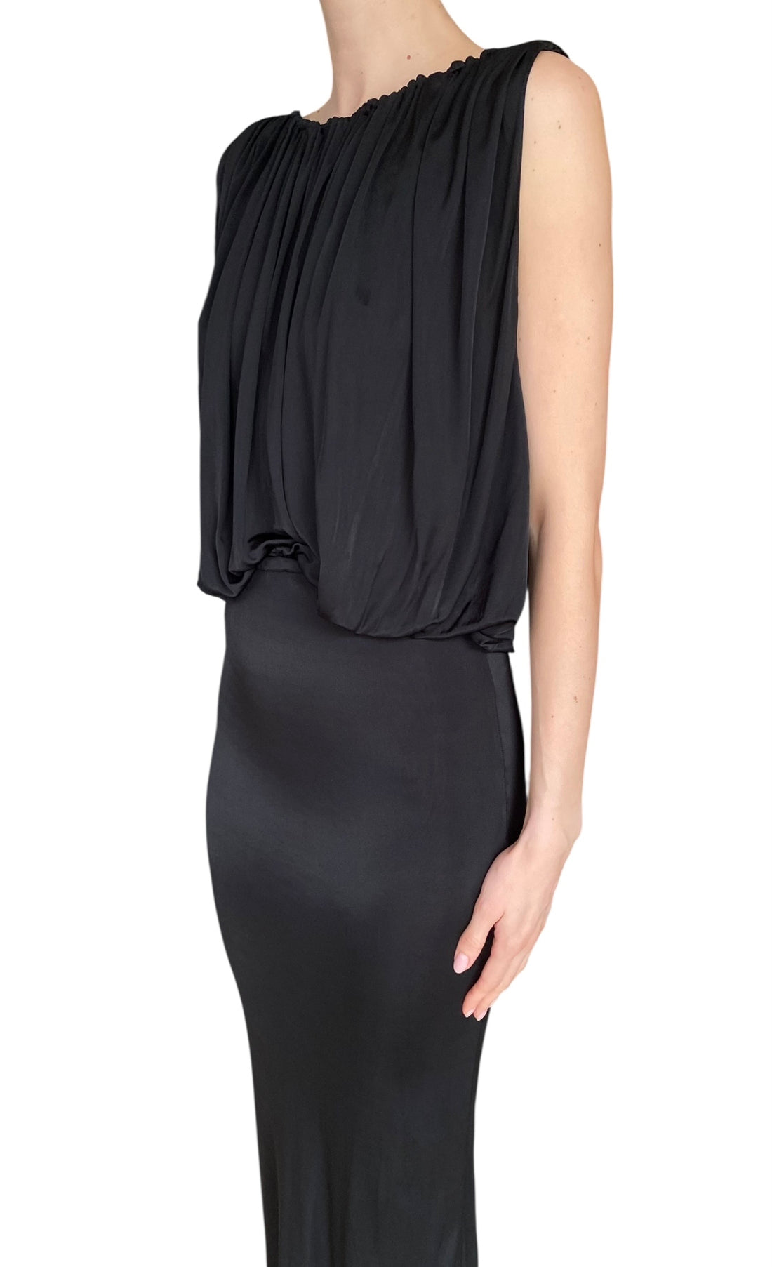 Saint Laurent Black Jersey Low Back Sleeveless Gown - F38 / US 4