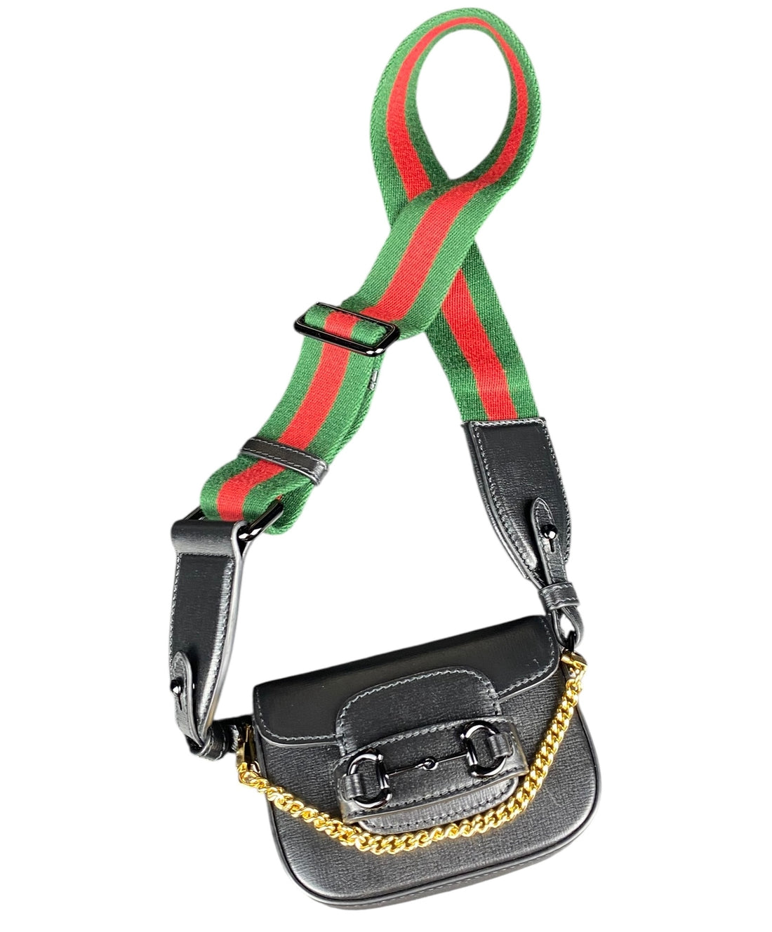 Gucci Black 1995 Horsebit Belt / Mini Wallet Bag