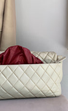 Chanel Seoul Coco Ivory Beige Quilted Lambskin Jumbo Rain Flap Bag