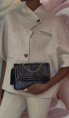 Chanel Black 2006 Vintage Quilted Lambskin Tassel Flap Chain Bag