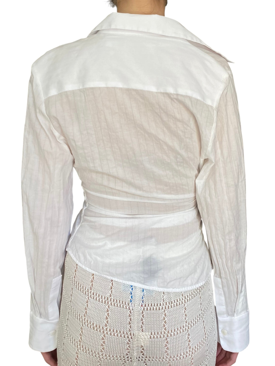 Jacquemus White “Bahia” Tie-Front Long-Sleeve Coverup Shirt - IT 36 / US 2