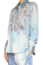 Ermano Scervino Blue Lace Silk Shirt - 44 / US 8