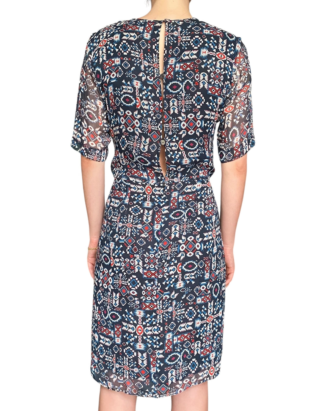 Isabel Marant Etoile Blue Silk Ikat Printed Mini Dress - 38 / US 6