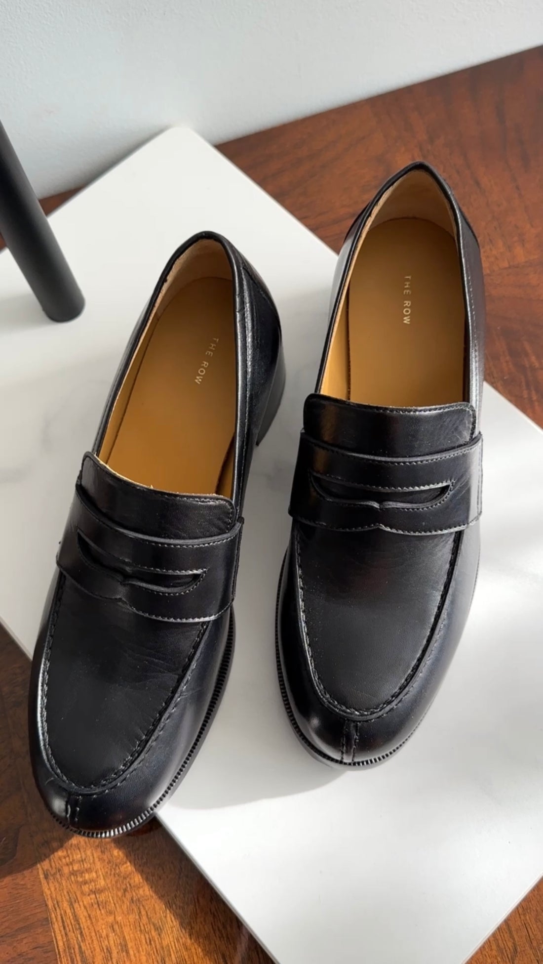 The Row Black Leather Vera Loafers - 37 (fits USA 6)