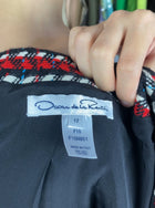 Oscar De La Renta 2015 Black & Red Tweed Check Coat - US 12