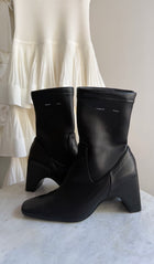 Coperni Black Stretch Nappa Leather Curve Heel Ankle Boots - 36