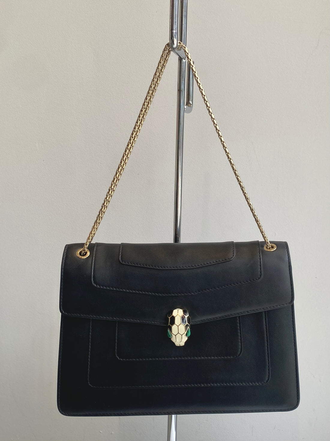 Bvlgari Black Leather Serpenti Shoulder Bag